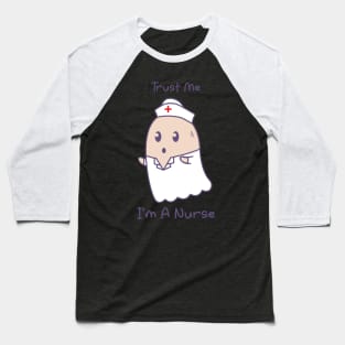 Halloween Cute Ghost Nurse Baseball T-Shirt